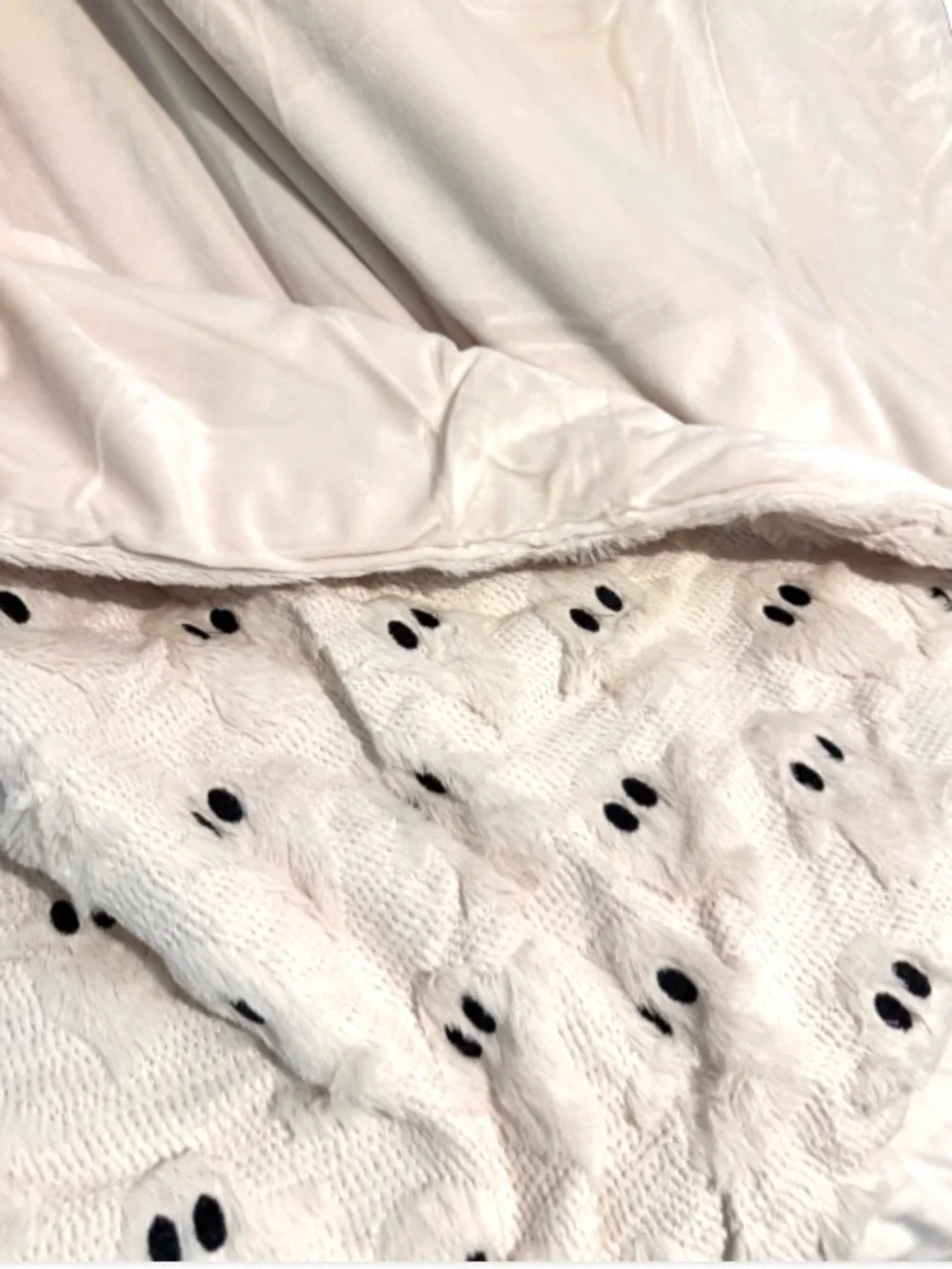 Embroidered Faux Fur Ghost Throw